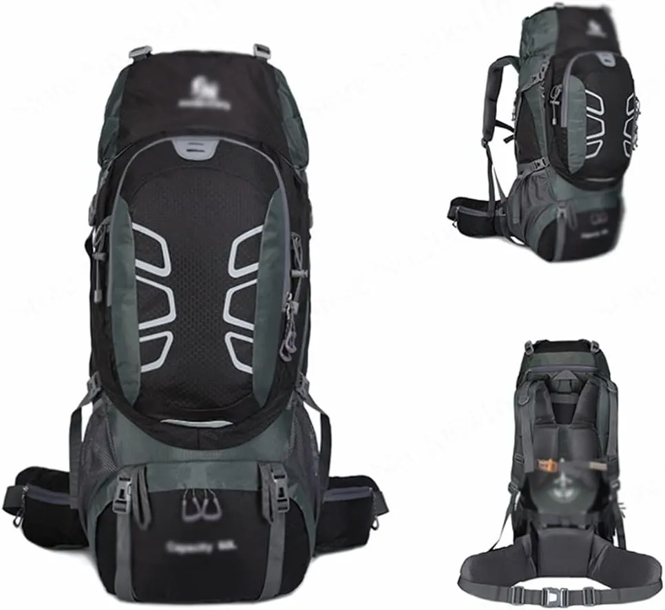60L mountaineering hiking outdoor men's and women's bag camping mountaineering backpack travel bag(C)