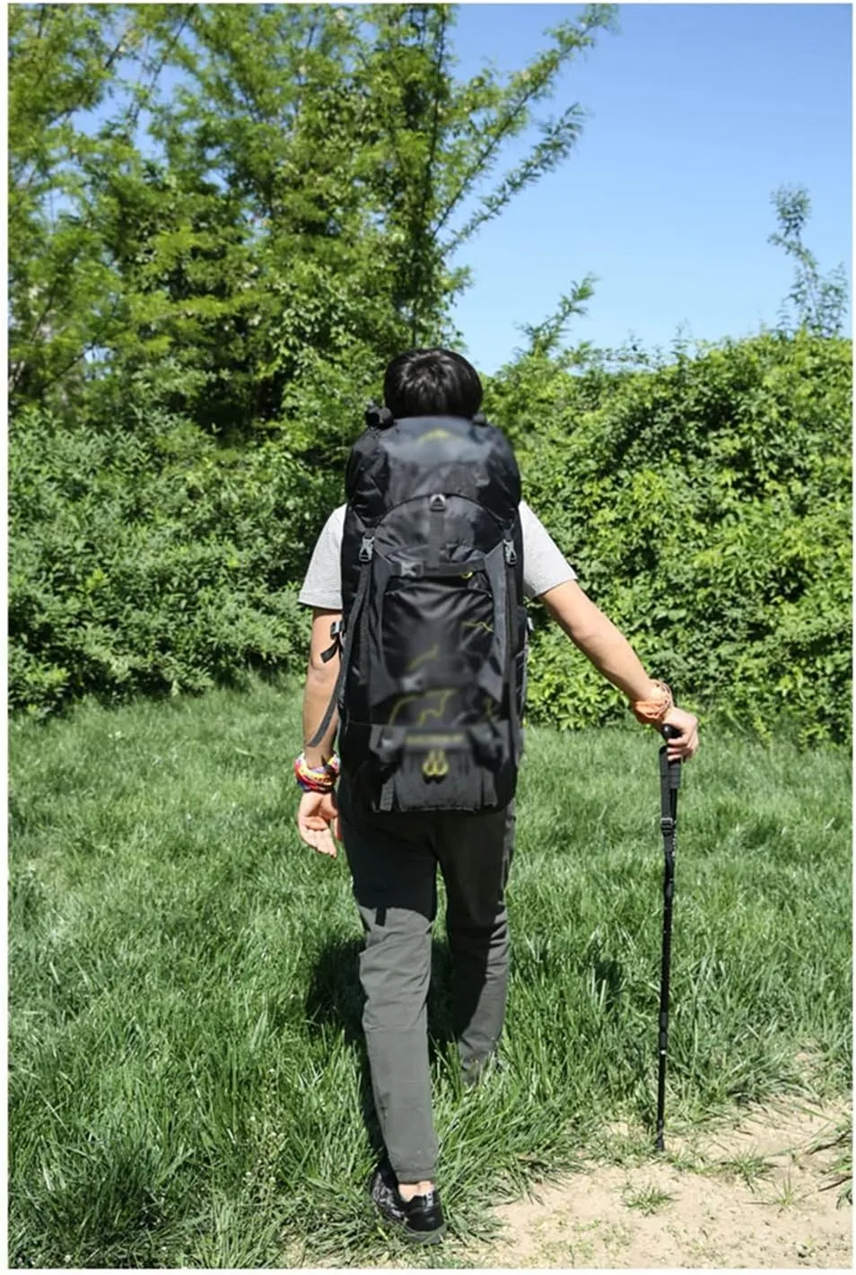 60L Outdoor Backpack Multi Pocket Camping Bag Hiking Backpack Large Capacity(C)
