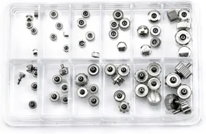 60Pcs Watch Crown Chronograph Button Watch Replacement Accessories Kit Watch Repairing Tool for Watchmakers Repair Tool kit