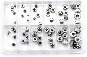 60Pcs Watch Crown Chronograph Button Watch Replacement Accessories Kit Watch Repairing Tool for Watchmakers Repair Tool kit