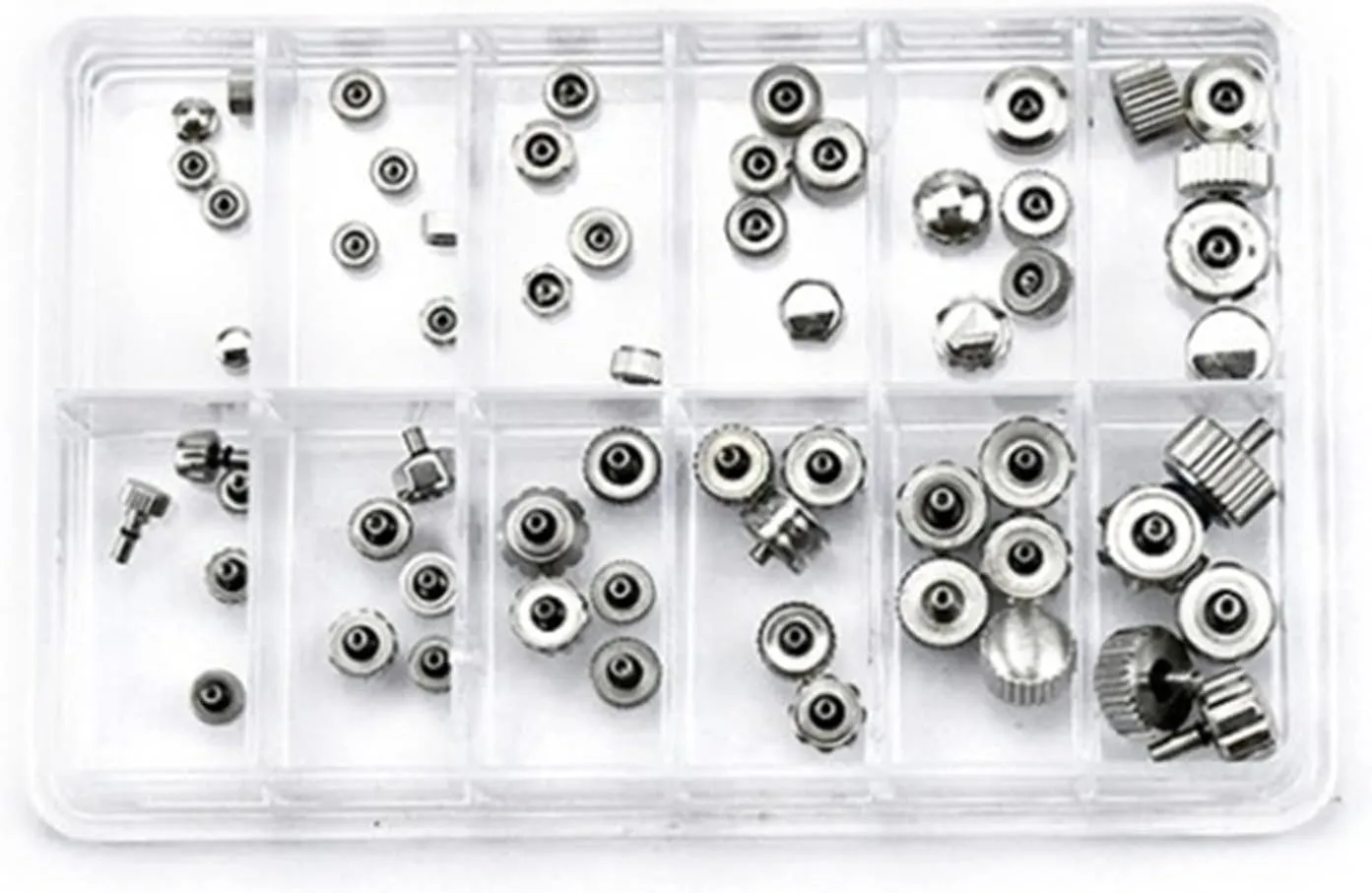60Pcs Watch Crown Chronograph Button Watch Replacement Accessories Kit Watch Repairing Tool for Watchmakers Repair Tool kit