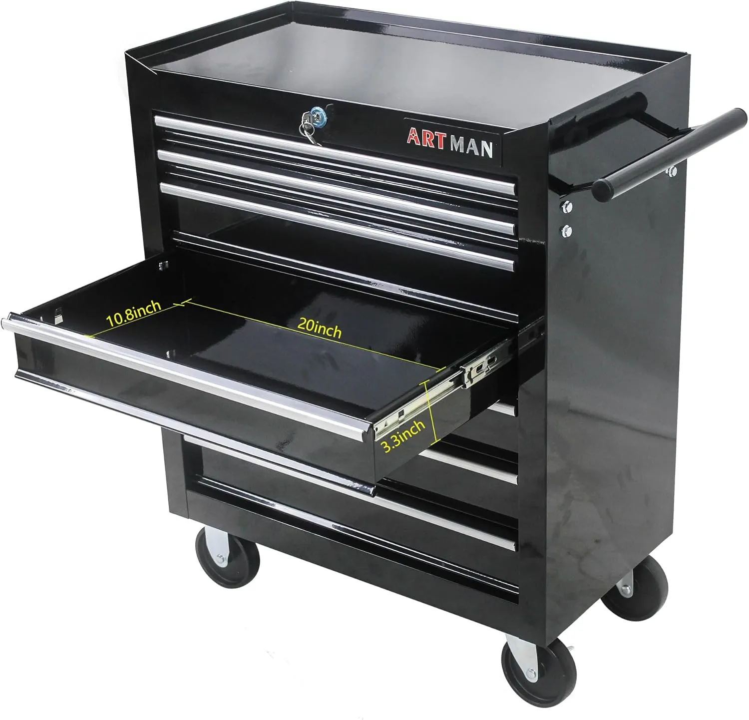 7 Drawers Tool Cart on Wheels,Multifunctional Rolling Tool Chest Tool Storage,Drawers Rolling Tool Trolley Organizer Tool Case for Garage,Warehouse,Workshop,Repair Shop (7 Drawers-29.9"H-Black)
