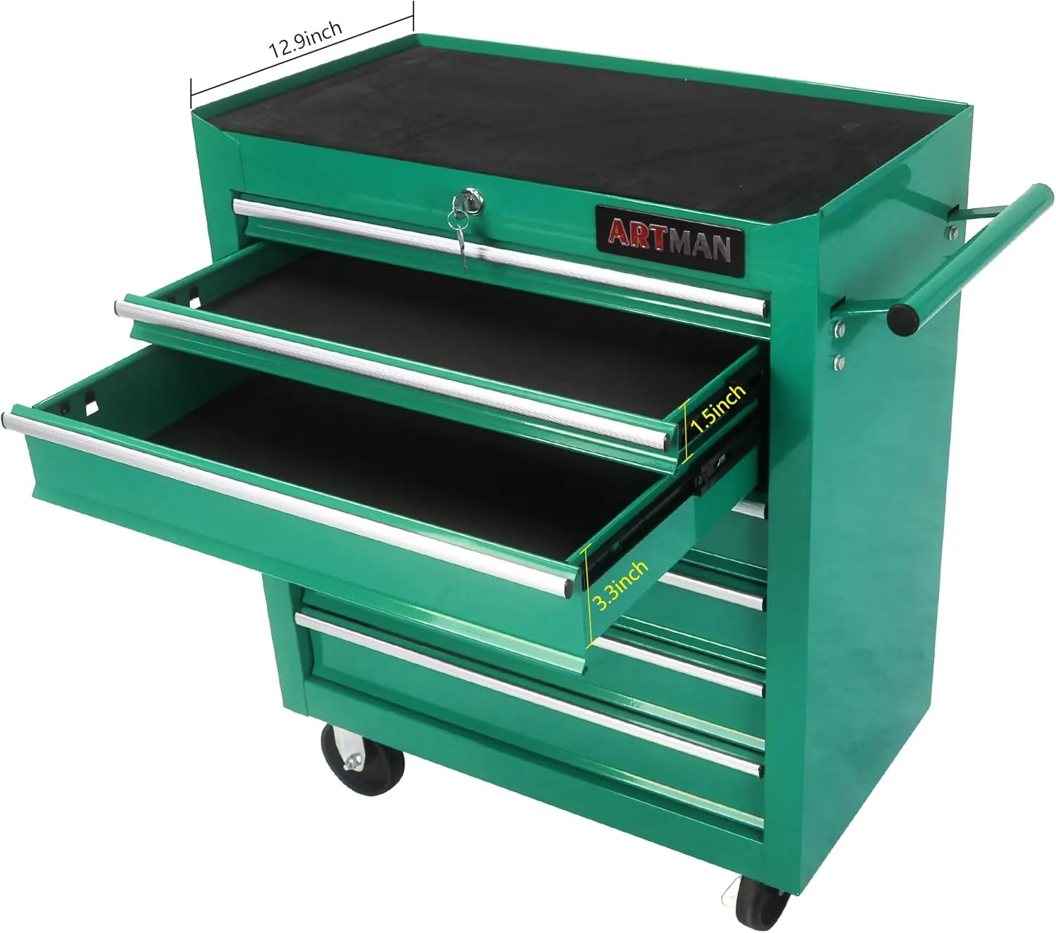 7 Drawers Tool Cart on Wheels,Multifunctional Rolling Tool Chest Tool Storage,Drawers Rolling Tool Trolley Organizer Tool Case for Repair Shop,Garage,Warehouse,Workshop (7 Drawers-29.9"H-Green)