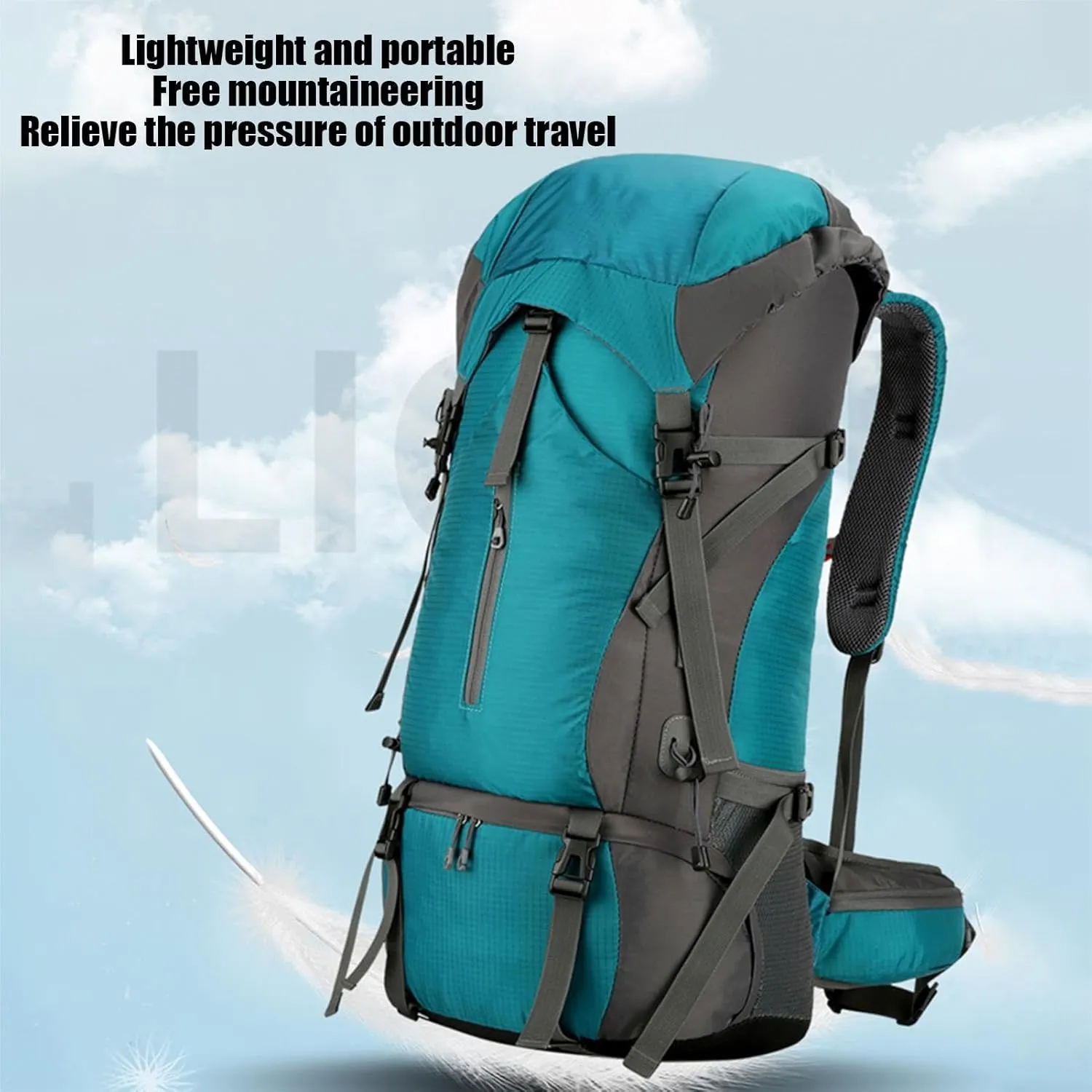 70L Hiking Backpack - 70L Padded Foldable Hiking Backpack | Camping Gear Daypack | Outdoor Sports Mountaineering Bag | Ergonomic Breathable Rucksack with Adjustable Shoulder Straps for Trekking