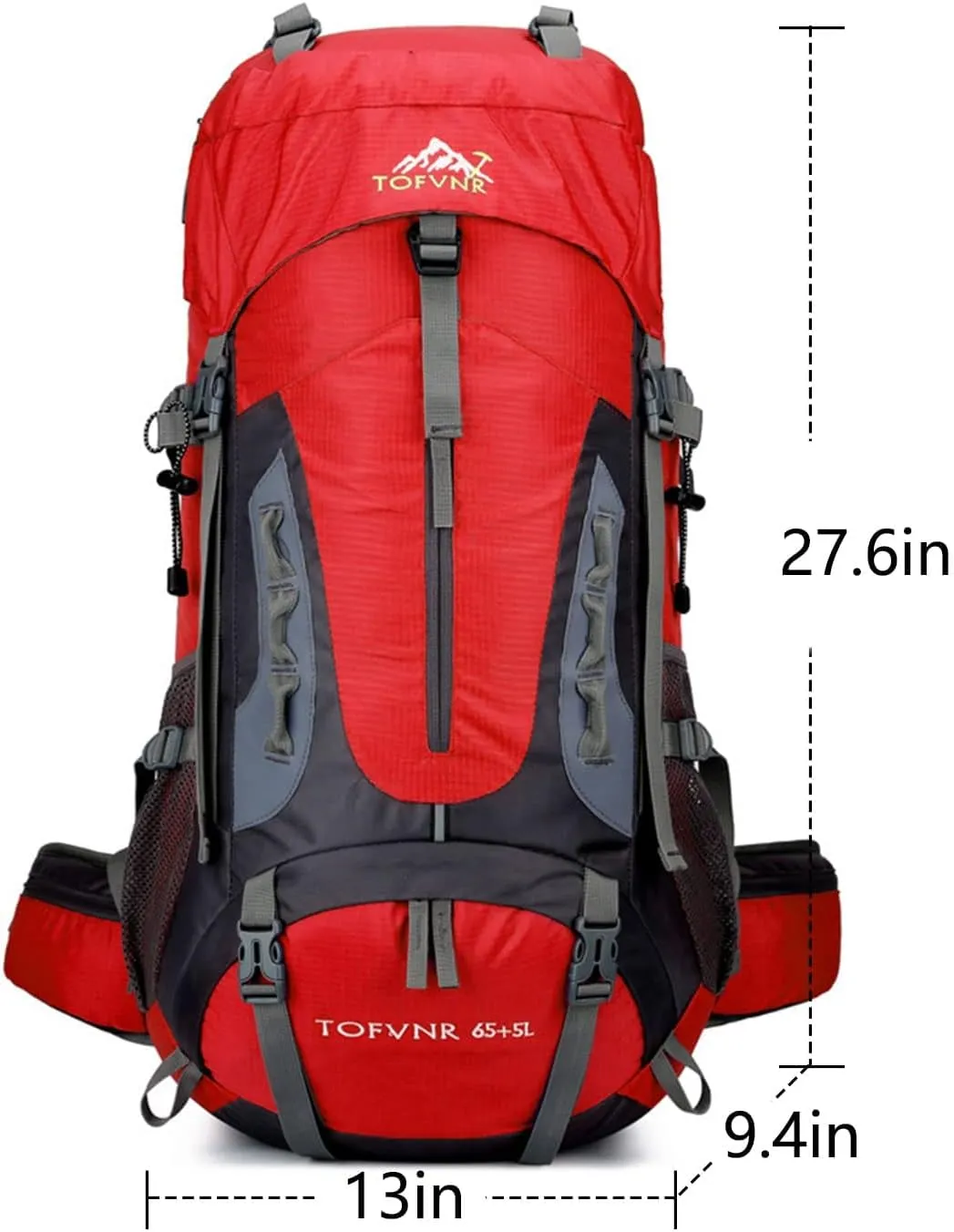 70L Large Camping Hiking Backpack , Lightweight Nylon Trekking Rucksack,For Men Women Outdoor Large Capacity Sports Mountaineering Backpack Climbing Travel Waterproof Daypack, Red