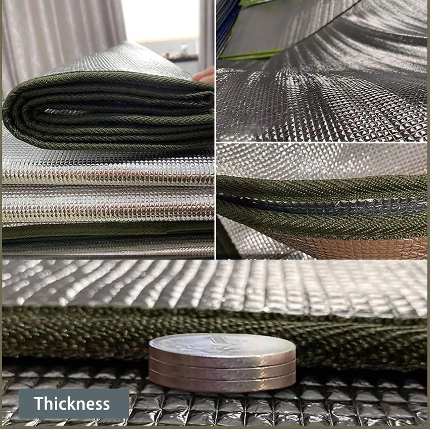 7mm Camping Mat Foam Foil Blanket for Camping Foam Pad Insulating Foil Mat Waterproof Double-Sided Moisture-Proof Foldable Sleeping Tent Pad Thermal Aluminum Camping mat for Reflecting Heat