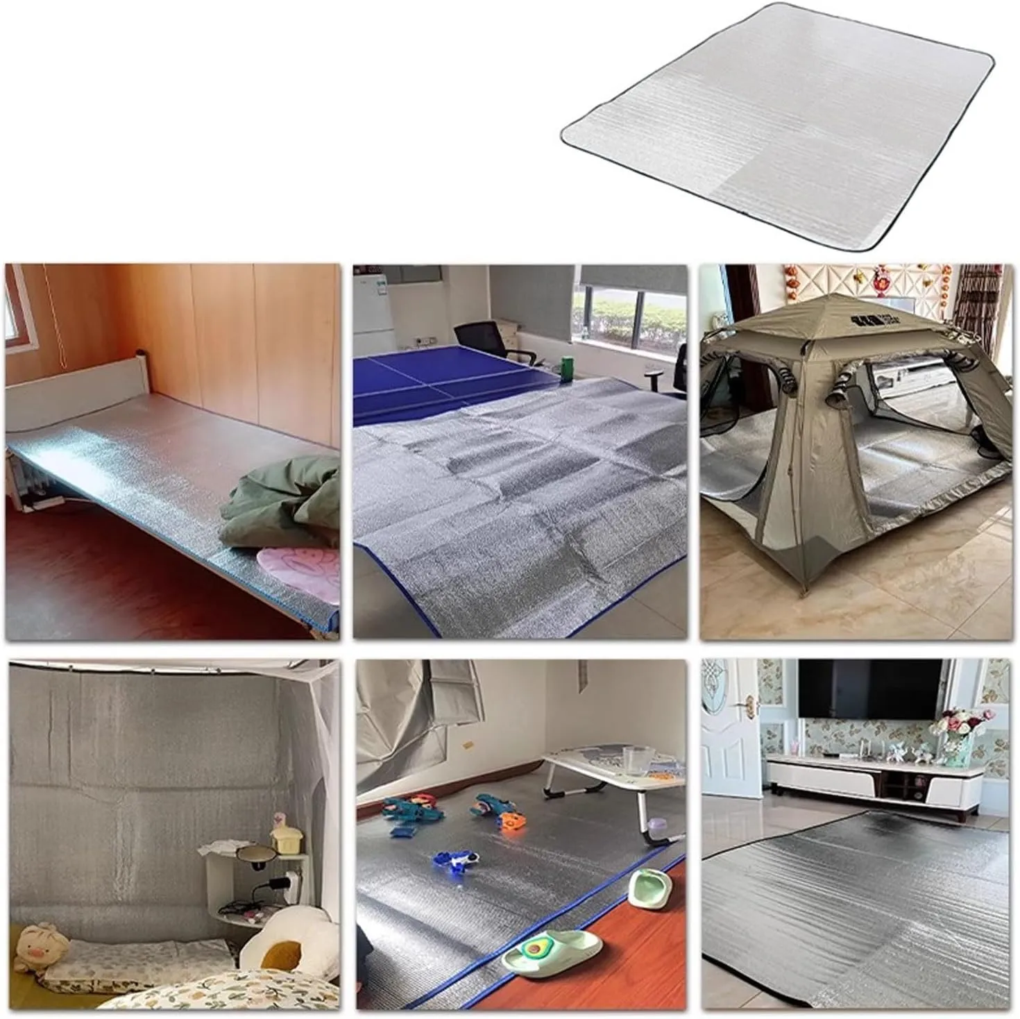 7mm Camping Mat Foam Foil Blanket for Camping Foam Pad Insulating Foil Mat Waterproof Double-Sided Moisture-Proof Foldable Sleeping Tent Pad Thermal Aluminum Camping mat for Reflecting Heat