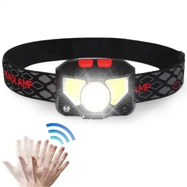9 LED Rechargeable Waterproof Headlamp with Motion Sensor for Camping and Fishing