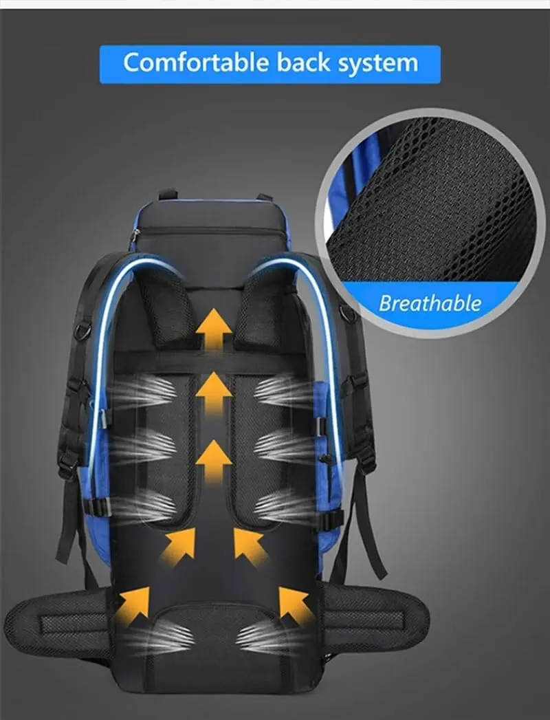 90L Travel Camping Rucksack Large Nylon Hiking Climbing Sports Bag Trekking Mountaineering Big Capacity Backpack
