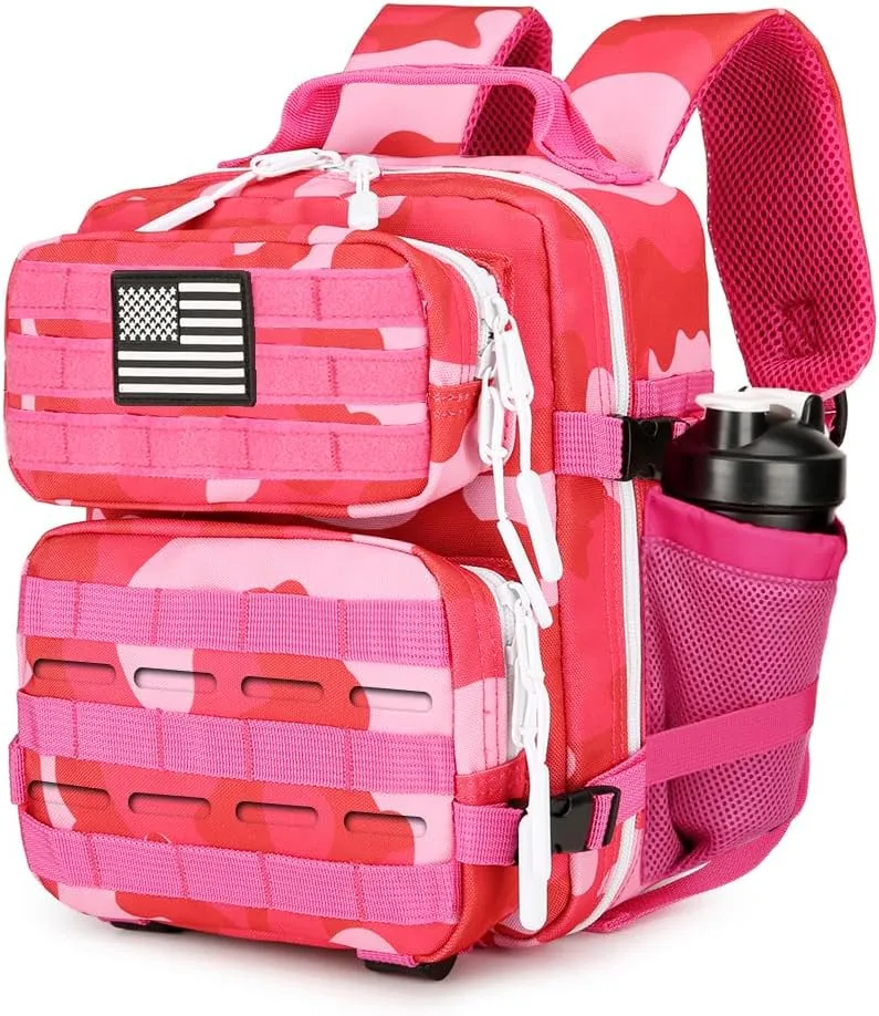 9L Mini Tactical Backpack 9L Assault Pack 9L Tactical Backpack Hiking Fitness Backpack(Rose red cp)