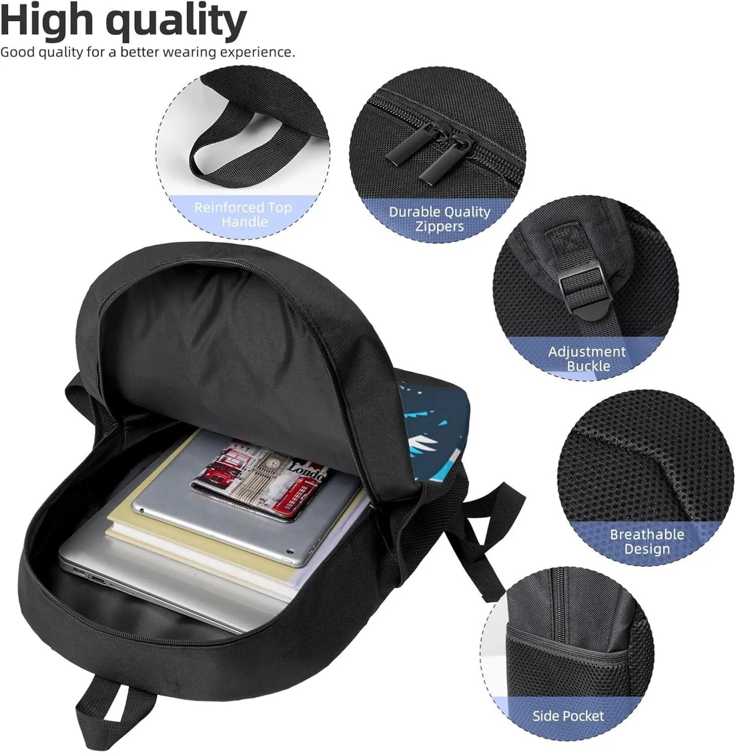 Abstract Surf Pattern With Palm Trees Backpack, 17 Inch Travel Business Laptop Backpack For Women Men