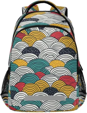 Abstract Waves Design Waterproof Backpack - Casual Outdoor Sports Daypack with Ergonomic Shoulder Straps#54