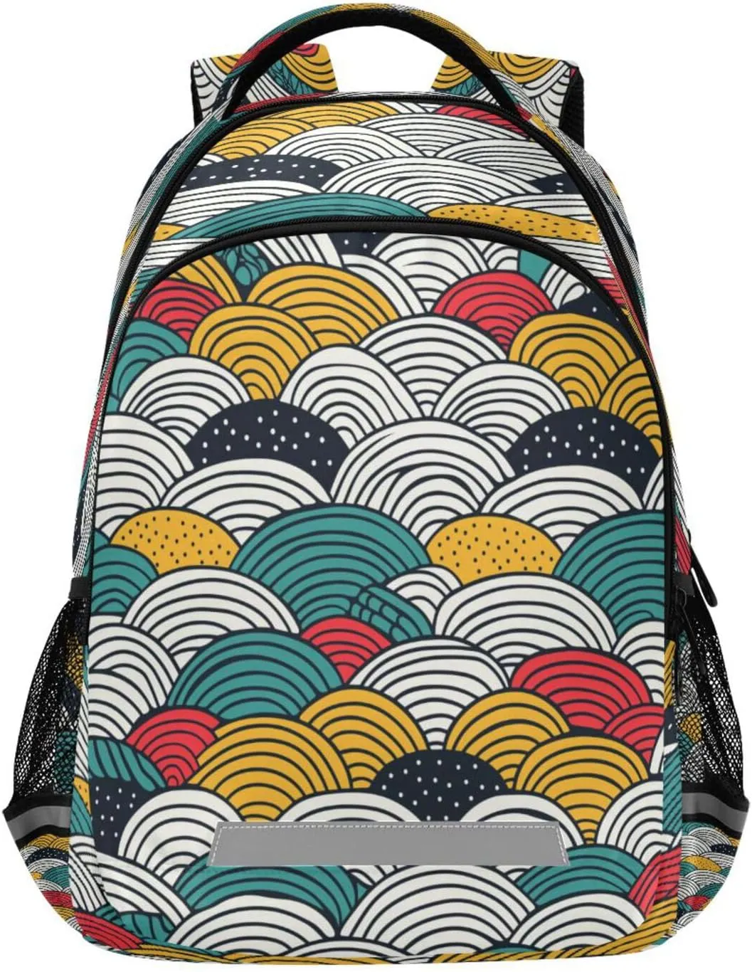 Abstract Waves Design Waterproof Backpack - Casual Outdoor Sports Daypack with Ergonomic Shoulder Straps#54