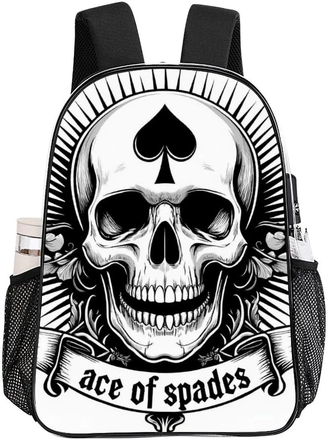 Ace Of Spades Skull Art Shoulder Book Bags Transparent Multipurpose Anti-Theft Carry On Bag Large Capacity Travel Hiking & Camping Rucksack