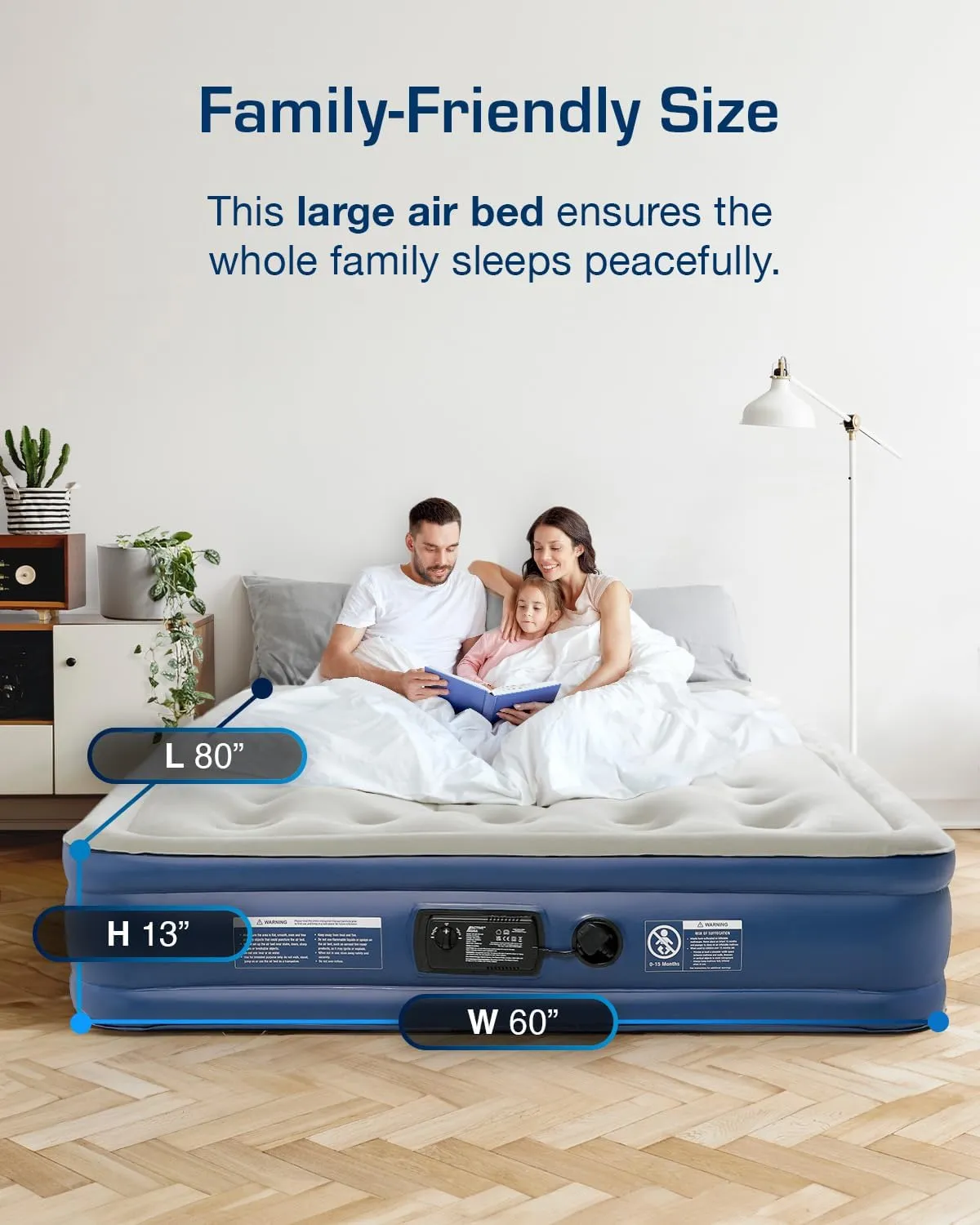 Active Era Premium 13" Queen Size Air Mattress with Advanced Support System and Built-in Electric Pump - Raised Inflatable Mattress, Guest Bed, Camping Mattress, Portable Bed for Moving & Travel