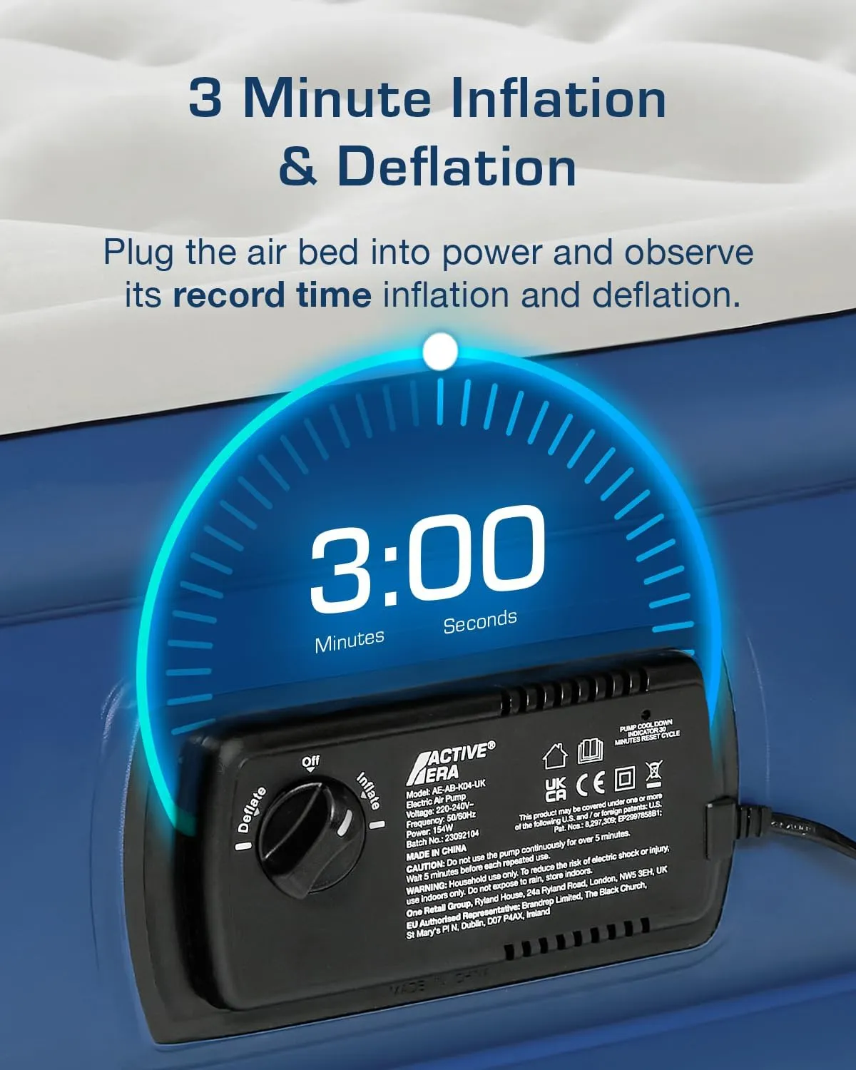 Active Era Premium 13" Queen Size Air Mattress with Advanced Support System and Built-in Electric Pump - Raised Inflatable Mattress, Guest Bed, Camping Mattress, Portable Bed for Moving & Travel