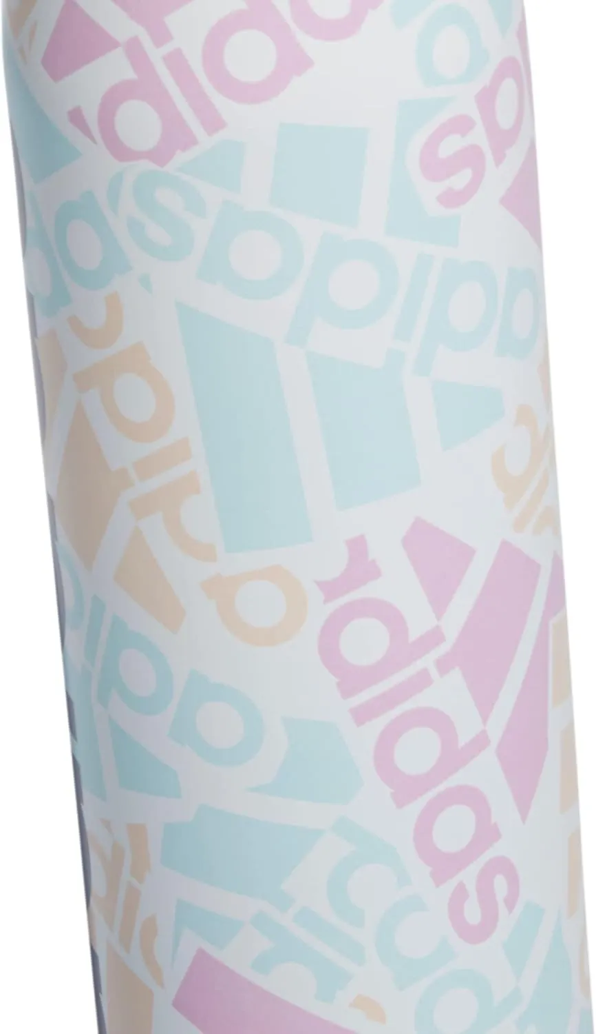 adidas 600 ML (20 oz) Straw Top Metal Water Bottle, Hot/Cold Double-Walled Insulated 18/8 Stainless Steel, Adi Multi Collage/Almost Blue/Grey, One Size