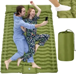 Adjustable Pillow, Self-Inflating Sleeping Mat With Foot Pump For Hiking, Climbing, Backpacking, Traveling, 78.7 X 55 X 3.9 Inches Inflatable Sleeping Pad With Double Sleeping Pad For Camping