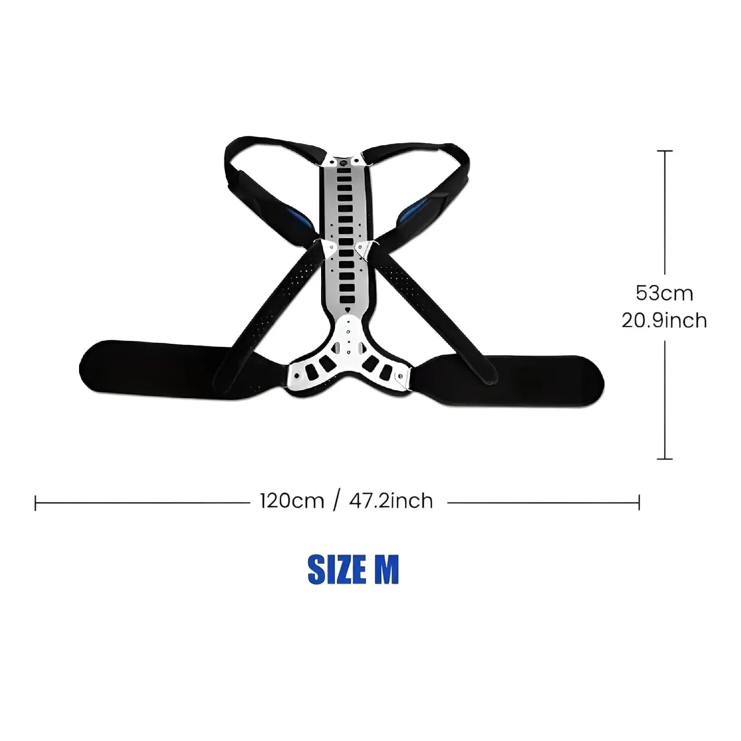 Adjustable Spine Posture Corrector with Back Support – For Hunchback, Scoliosis, Kyphosis, and Vertebral Compression Fractures – Suitable for Children, Adults, and Elderly (Blue, M)
