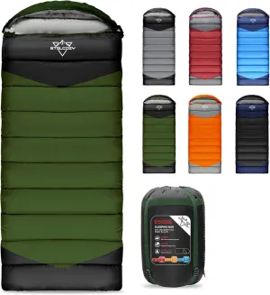 Adult Kids Sleeping Bag - All Season Warm/Cold Weather Lightweight for Camping & Hiking - Compact w/Compression Sack - Portable for Backpacking Travel Indoor - Unisex Boy Girl Man Woman