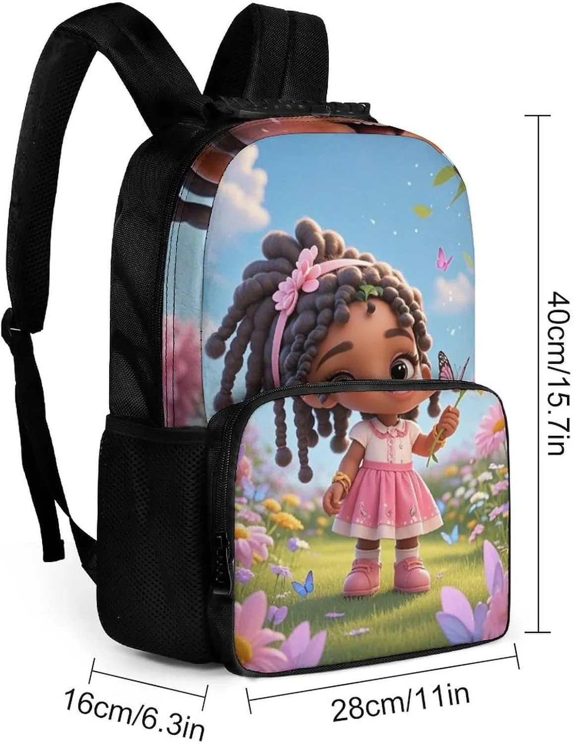 Adults Lightweight Colorful Afro American Black Woman With Butterflies Art Shoulder Book Bags Big Capacity Shoulder Bag With Adjustable Shoulder Straps for Trekking Work Walking Cycling