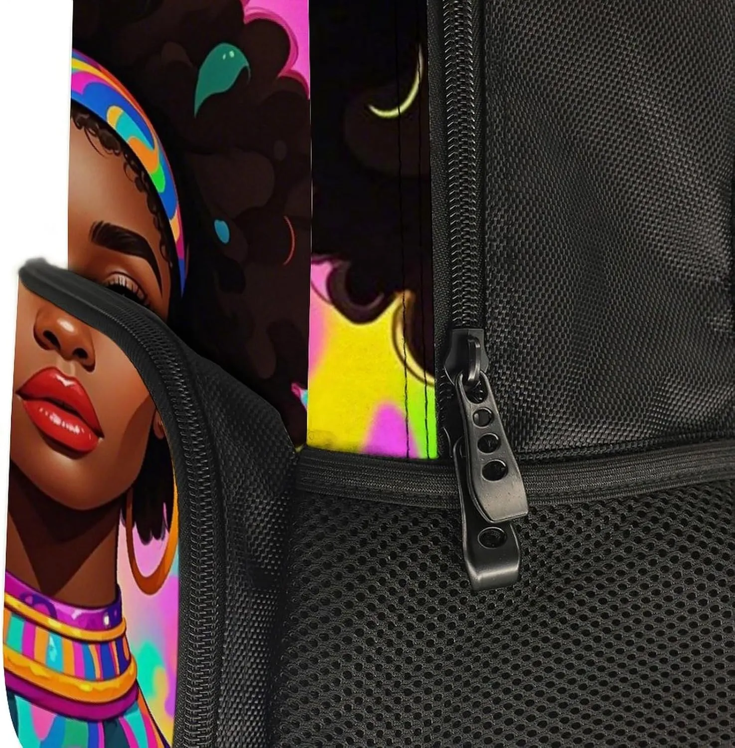 Adults Lightweight Cool African American Woman Bold And Colorful Art Rucksacks Large Capacity Bookbag With Adjustable Shoulder Straps for Trekking Outdoors Bicycle