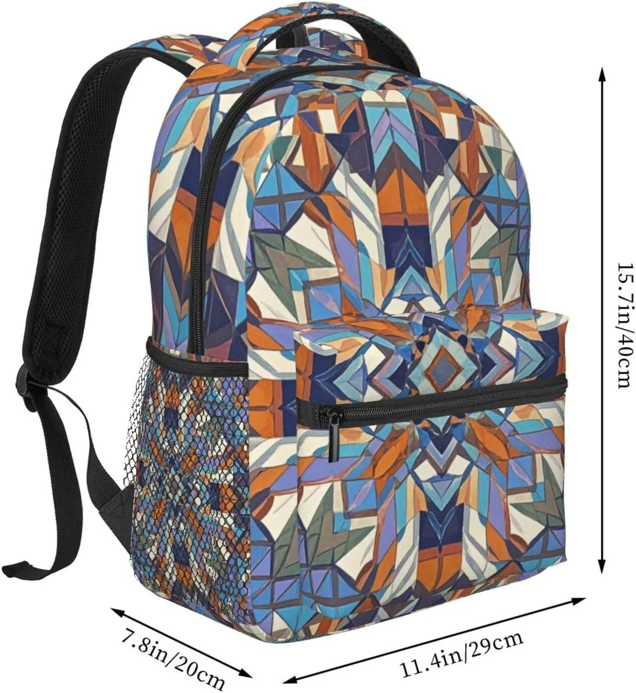 Adults Lightweight Geometric Mandala Grid Plaid Art Rucksacks Large Capacity Bookbag With Adjustable Shoulder Straps for Trekking Outdoors Bicycle