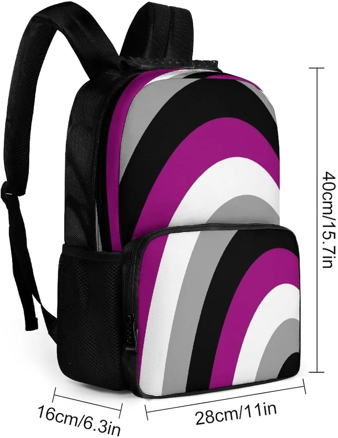 Adults Lightweight LGBTQ Asexual Flag Abstract Colorful Rucksacks Large Capacity Bookbag With Adjustable Shoulder Straps for Trekking Outdoors Bicycle