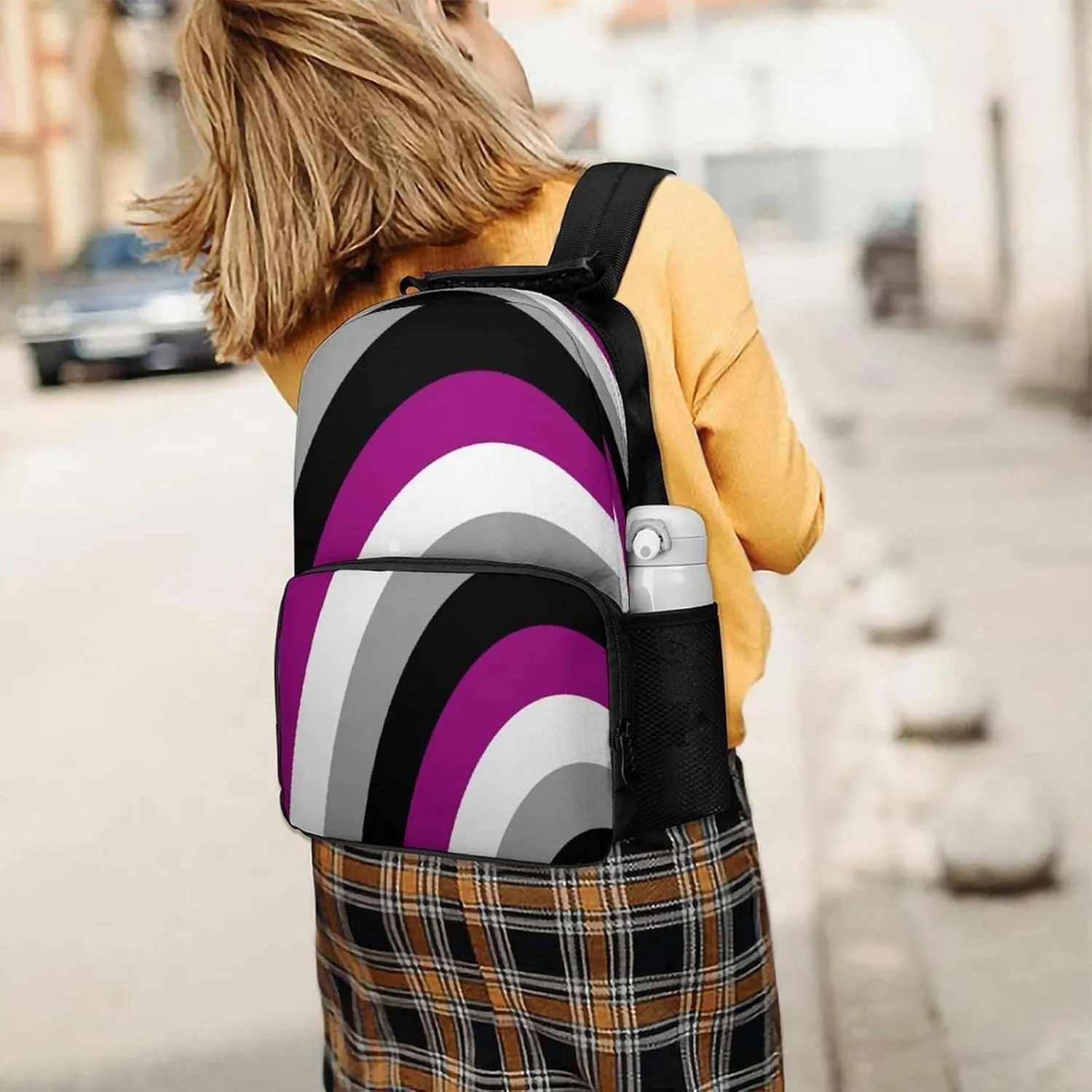 Adults Lightweight LGBTQ Asexual Flag Abstract Colorful Rucksacks Large Capacity Bookbag With Adjustable Shoulder Straps for Trekking Outdoors Bicycle