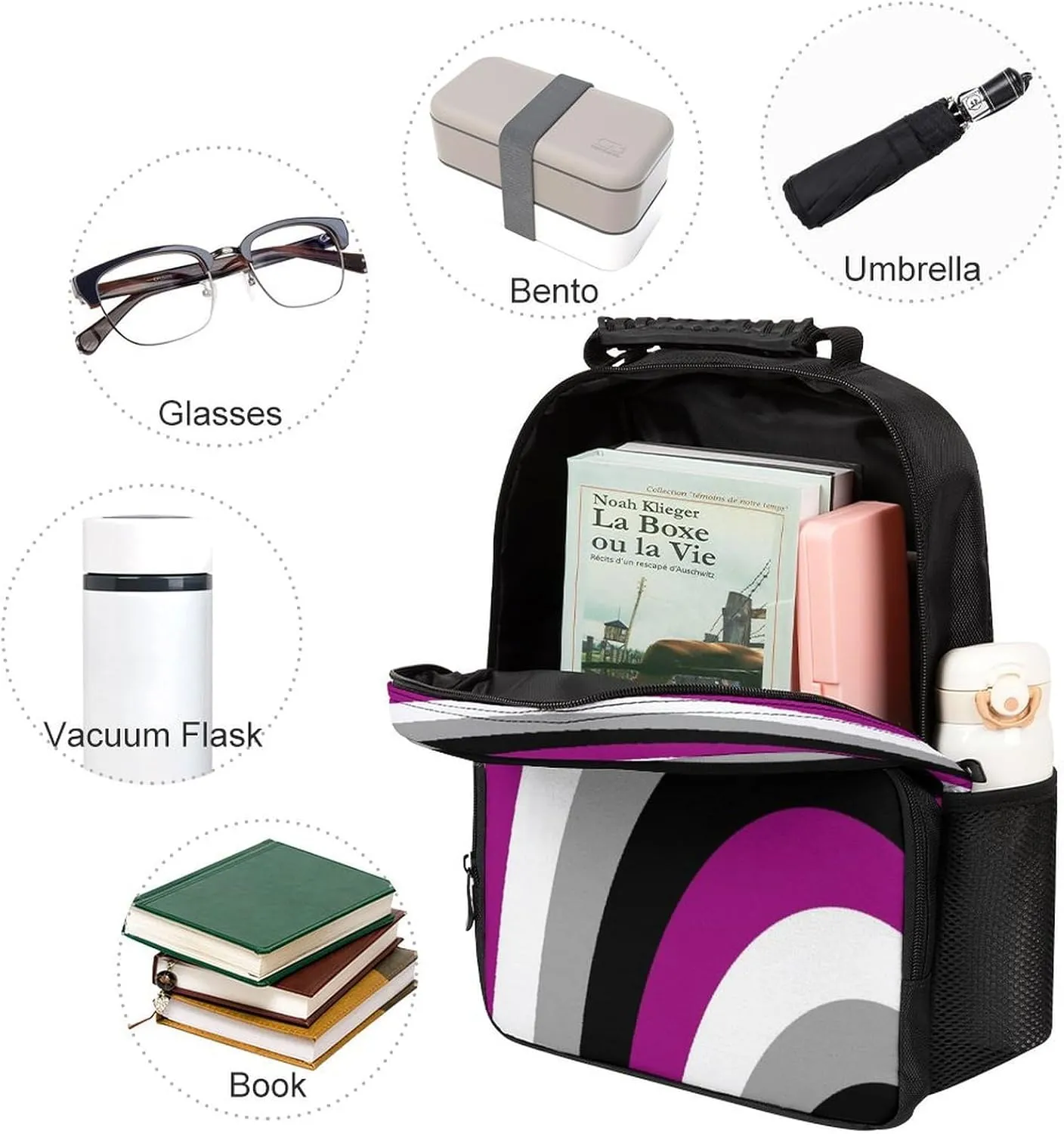 Adults Lightweight LGBTQ Asexual Flag Abstract Colorful Rucksacks Large Capacity Bookbag With Adjustable Shoulder Straps for Trekking Outdoors Bicycle