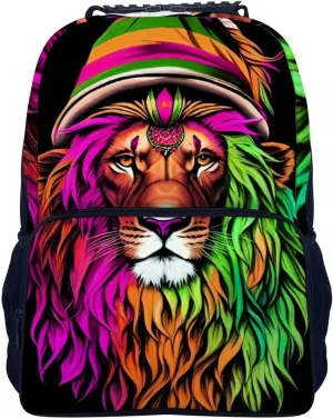 Adults Lightweight Rasta Lion Reggae Art Rucksacks Large Capacity Bookbag With Adjustable Shoulder Straps for Trekking Outdoors Bicycle
