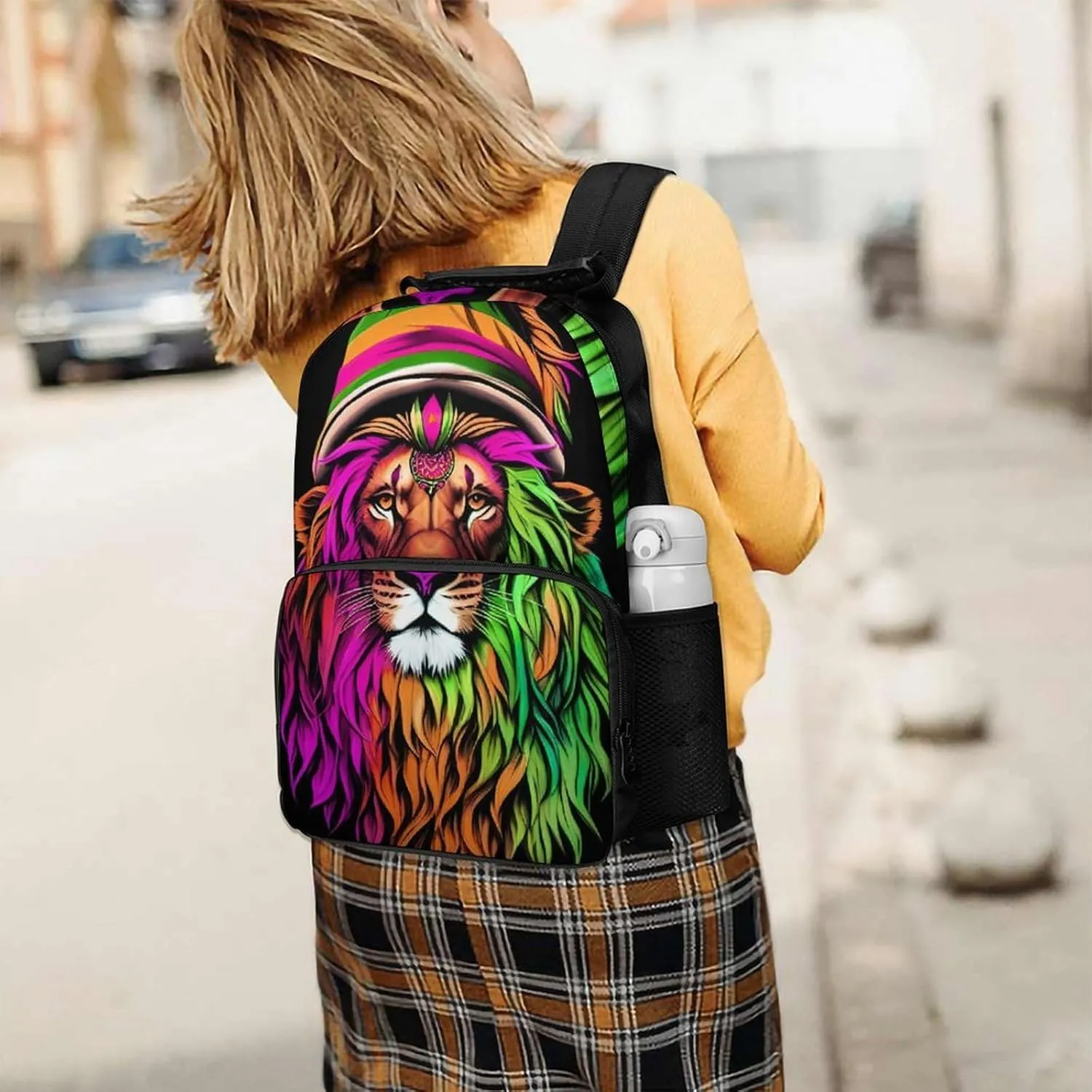 Adults Lightweight Rasta Lion Reggae Art Rucksacks Large Capacity Bookbag With Adjustable Shoulder Straps for Trekking Outdoors Bicycle