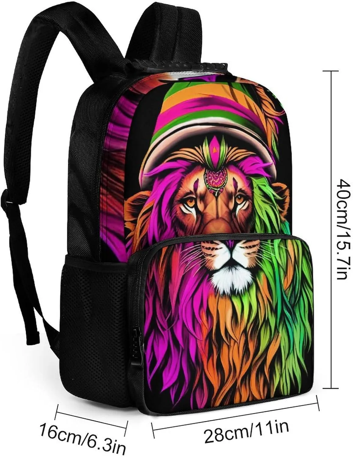 Adults Lightweight Rasta Lion Reggae Art Rucksacks Large Capacity Bookbag With Adjustable Shoulder Straps for Trekking Outdoors Bicycle