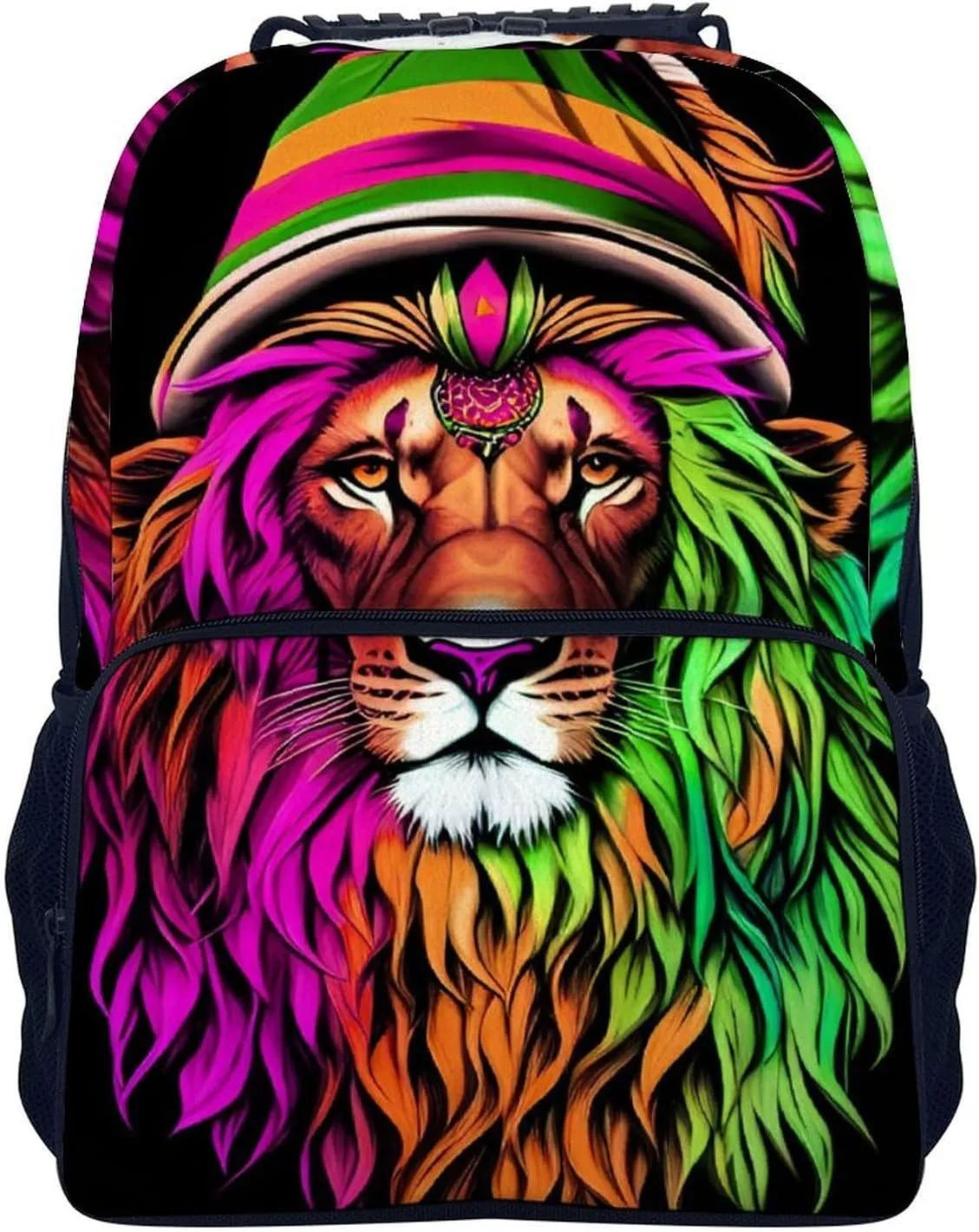 Adults Lightweight Rasta Lion Reggae Art Rucksacks Large Capacity Bookbag With Adjustable Shoulder Straps for Trekking Outdoors Bicycle