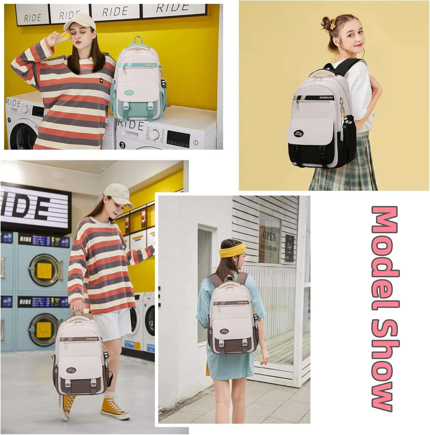 Aesthetic Backpack for Girls Cute Kids Bookbag Elementary Middle School Backpack for Teens Lightweight Classic Travel Backpack