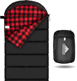 AGEMORE Cotton Flannel Sleeping Bag for Adults, Lightweight XXL Cotton Sleeping Bag for Camping Backpacking or Hiking, Water Resistant 3-4 Season Sleeping bag for Warm & Cool Weather