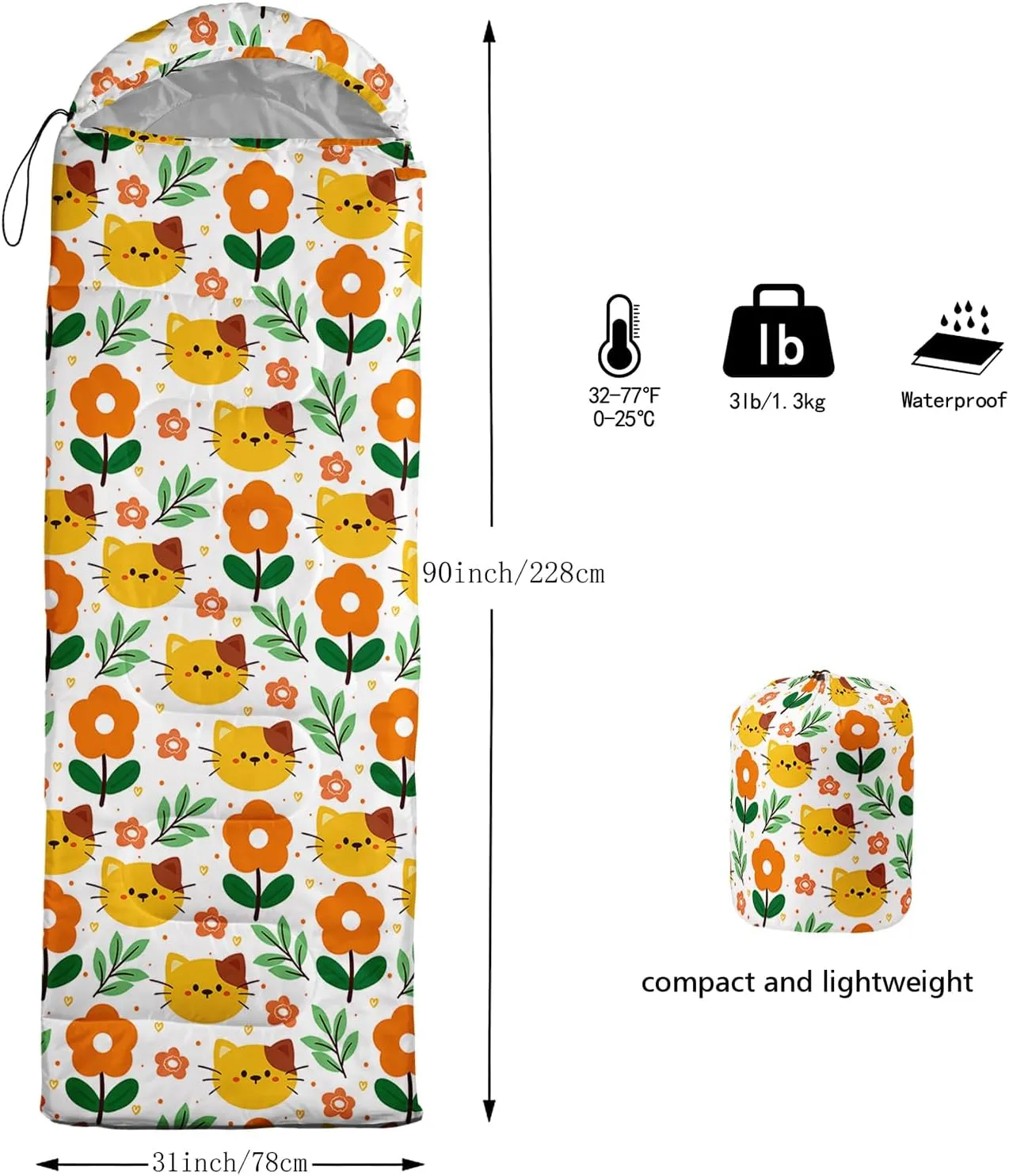 AILONEN Black & Gold King Crown Sleeping Bag for Boys Girls,Warm and Cool Weather,Lightweight,Waterproof Backpacking,King and Queen Money Dollar Printed Sleeping Bag for Camping