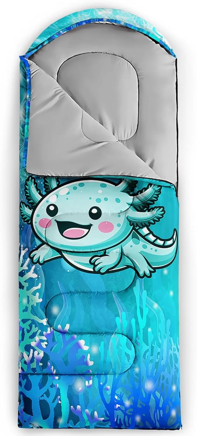 AILONEN Boys Bull Skull Camping Sleeping Bags,Lightweight & Waterproof,3 Season Warm & Cool Weather,Cow Fur Cowhide Western Sleeping Bags,Travelling,Outdoors