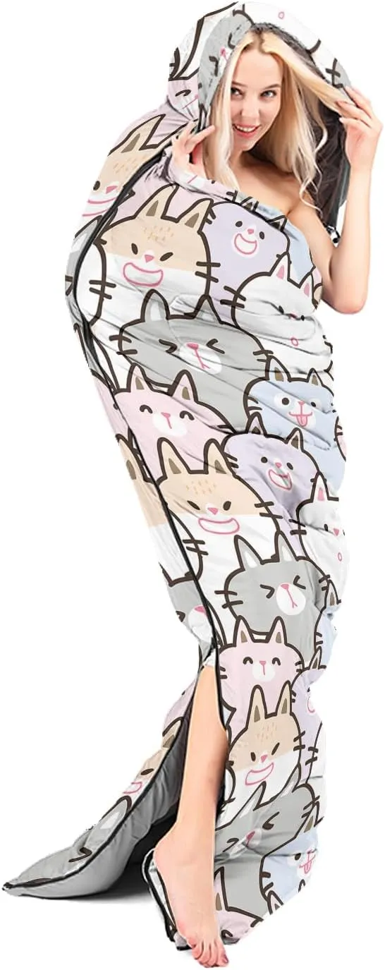 AILONEN Cartoon Camping Sleeping Bag for Boys Girls Adults,Lightweight & Waterproof,3 Season Warm & Cold Weather,Portable,Printed Sleeping Bag,Traveling,Camping,Hiking