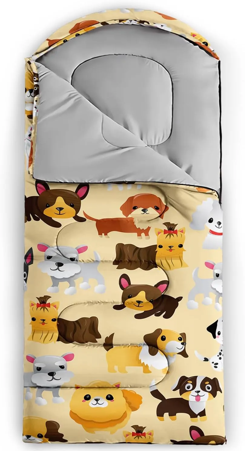 AILONEN Cartoon Fox Camping Sleeping Bag for Boys Girls Adults,Lightweight & Waterproof,3 Season Warm & Cold Weather,Portable,Kawaii Fox Printed Sleeping Bag,Traveling,Camping,Hiking