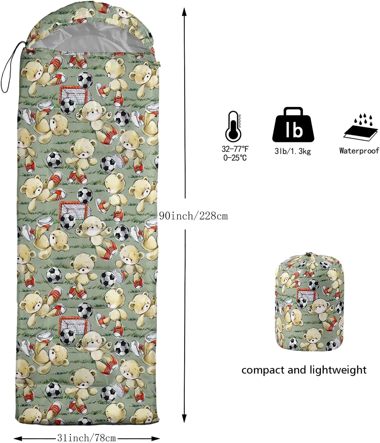AILONEN Galaxy Wolf Sleeping Bag for Boys Girls Kids,Warm and Cool Weather,Lightweight,Waterproof Backpacking,Starry Night Wolf and Butterflies Print Blue Sleeping Bag for Camping