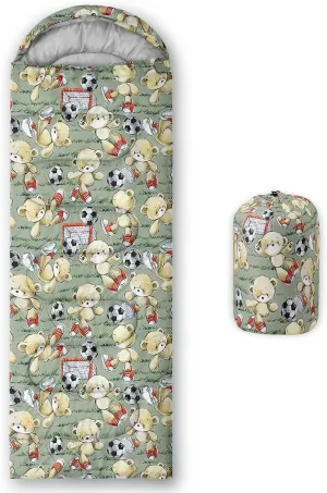 AILONEN Galaxy Wolf Sleeping Bag for Boys Girls Kids,Warm and Cool Weather,Lightweight,Waterproof Backpacking,Starry Night Wolf and Butterflies Print Blue Sleeping Bag for Camping