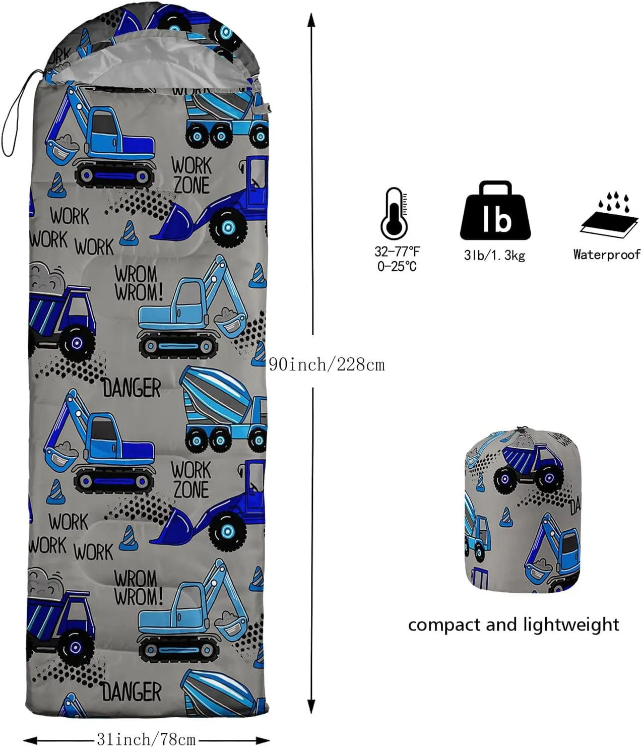 AILONEN Sports Sleeping Bag for Kids Boys,Warm and Cool Weather,Lightweight,Waterproof Backpacking,Soccer Basketball Baseball Rugby Tennis Ball Game Graffiti Sleeping Bag for Camping