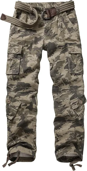 AKARMY Womens Cargo Pants with Pockets Outdoor Casual Ripstop Camo Military Combat Construction Work Pants