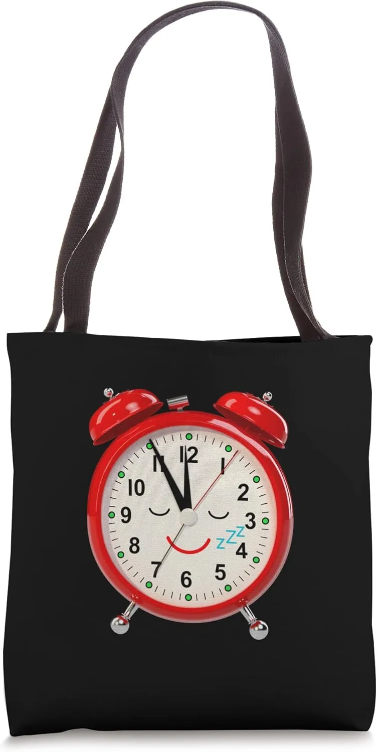 Alarm Clock Cute Face Vintage Sleeping Funny Tote Bag