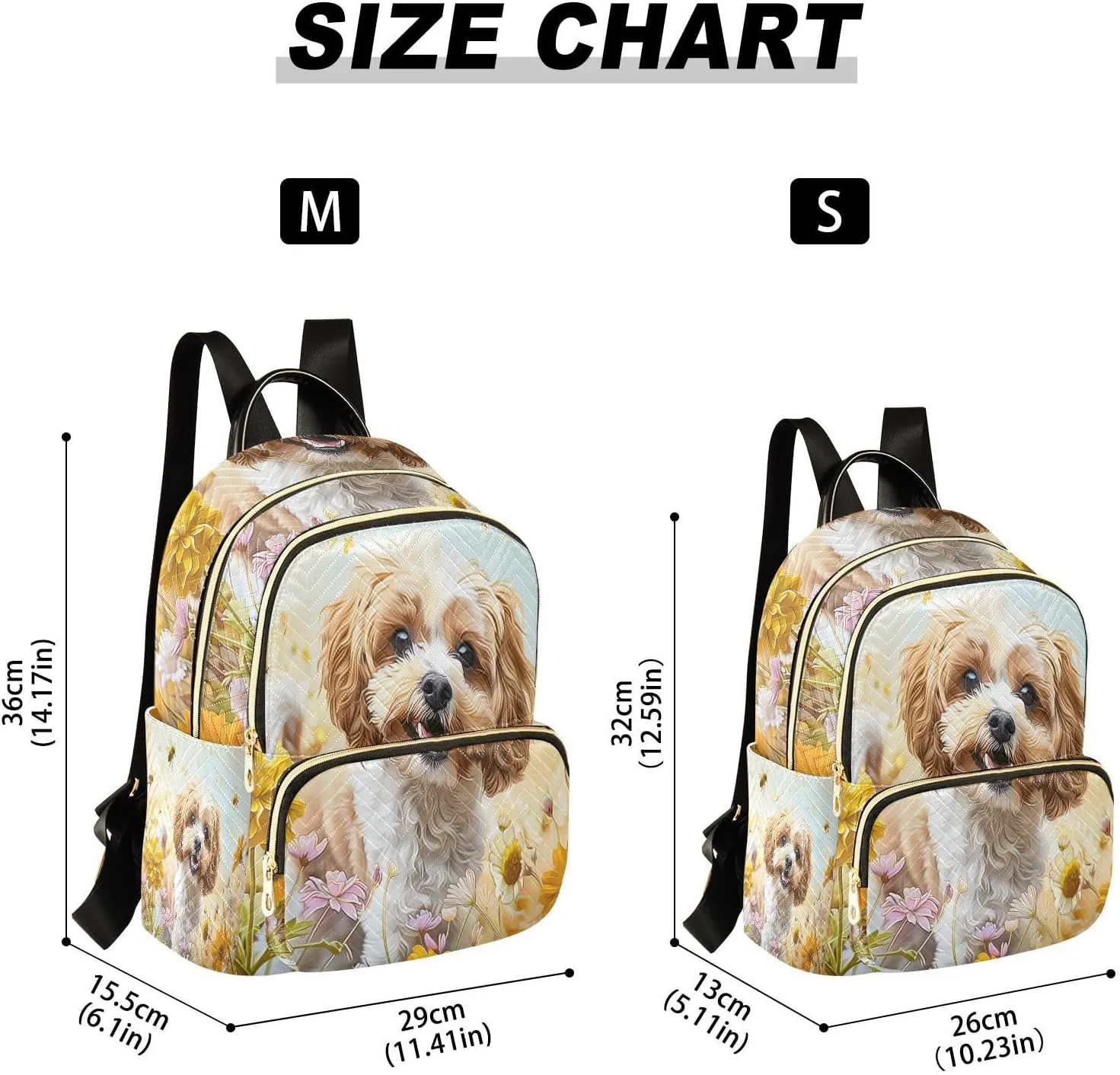 ALAZA A Cockapoo Dog Flowers Small Backpack Purse for Women Travel Bag Lightweight Shoulder Bag Fashion Daypack