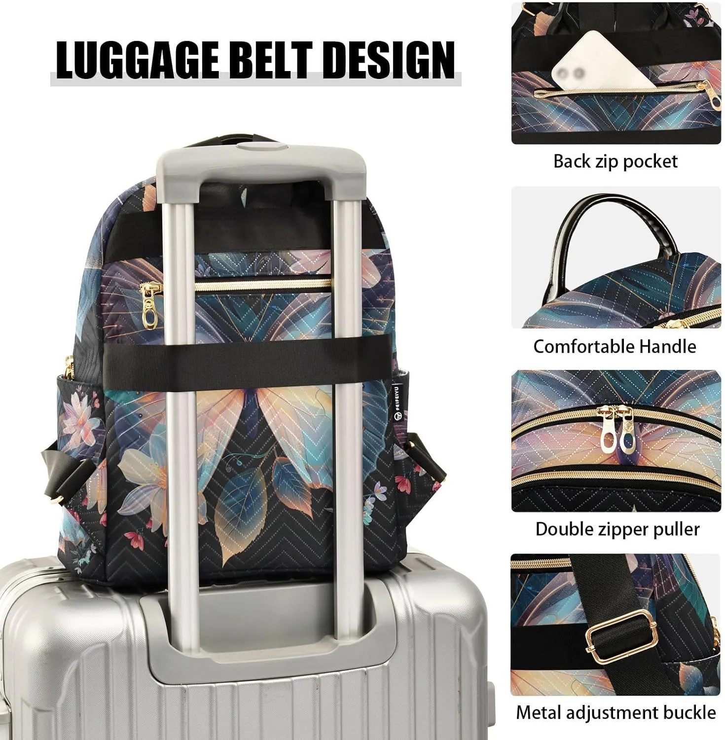 ALAZA Butterfly Mini Backpack Purse for Women Travel Bag Lightweight Shoulder Bag Fashion Daypack676