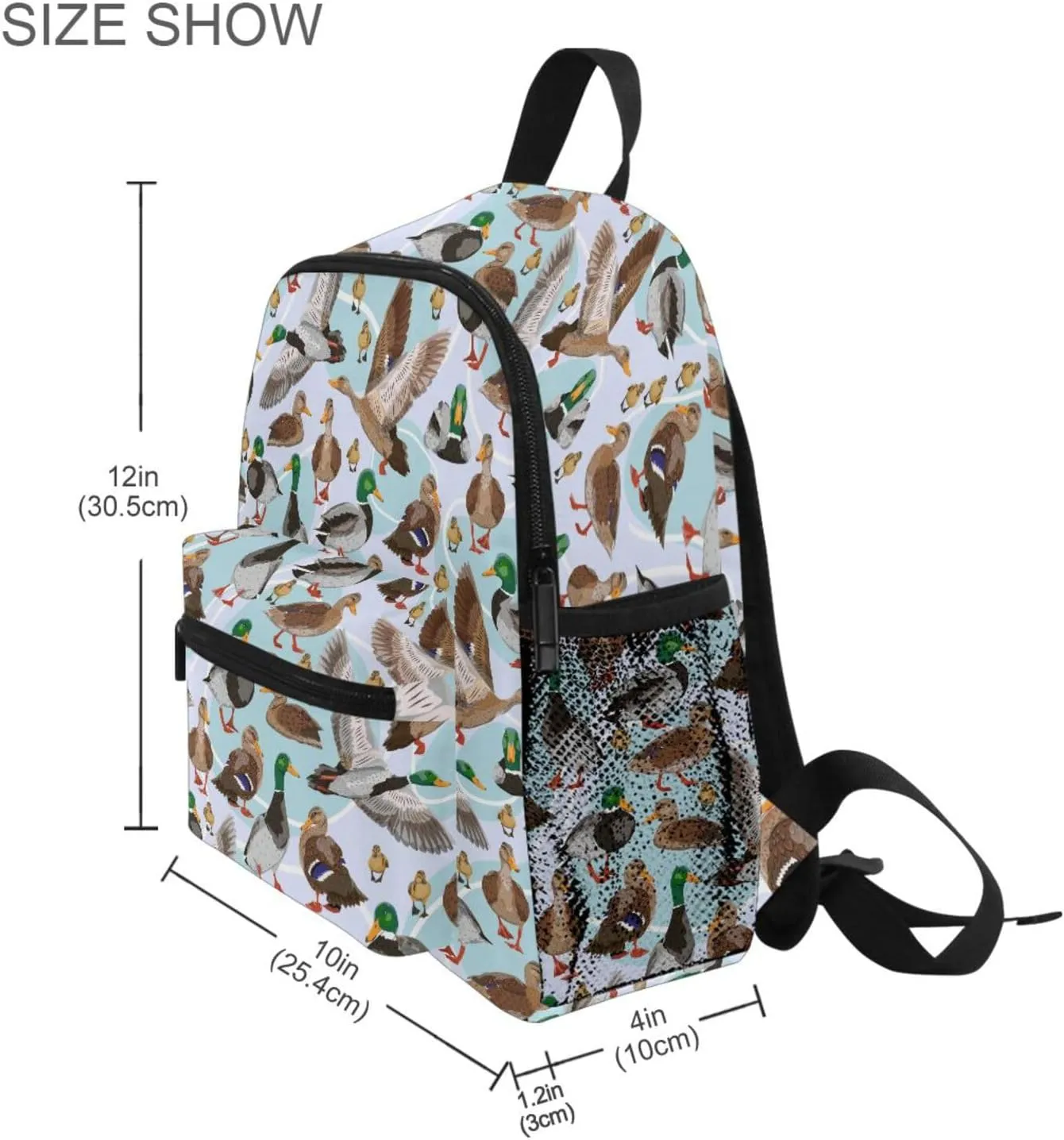 ALAZA Mallard Ducks Pattern Toddler Backpack for Boys Girls,Kid Backpack with Chest Clip and Name Tag,M