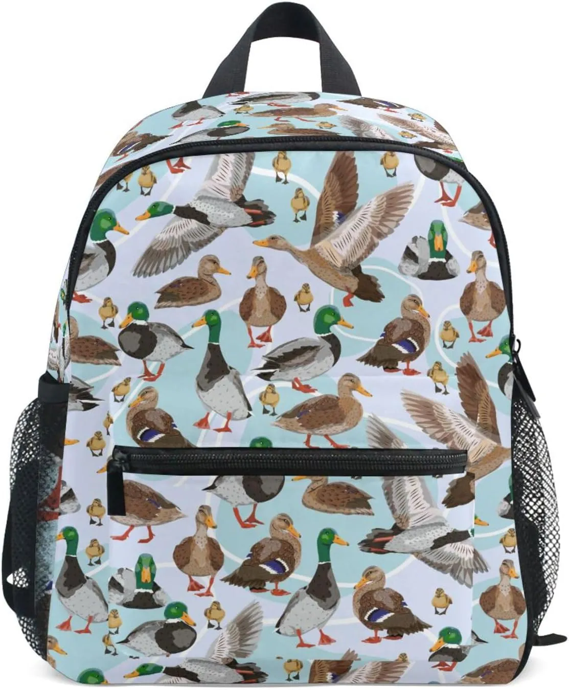 ALAZA Mallard Ducks Pattern Toddler Backpack for Boys Girls,Kid Backpack with Chest Clip and Name Tag,M