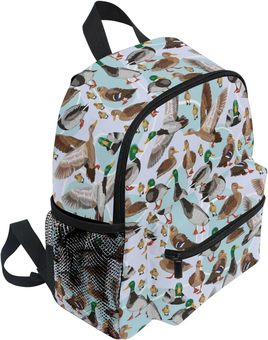 ALAZA Mallard Ducks Pattern Toddler Backpack for Boys Girls,Kid Backpack with Chest Clip and Name Tag,M